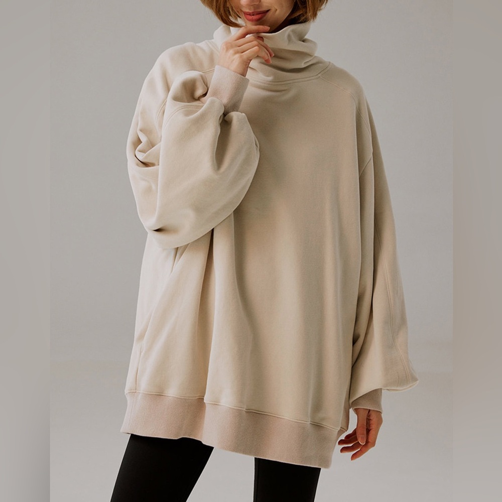 Lit Active Whisper Oversized Turtleneck In Cream … - image 1